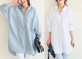 Loose Solid Color Long Shirt Dress